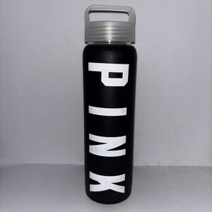Victoria Secret Pink Slim Glass Water Bottle 20 oz Black Silicone  W/ Dog Cutout